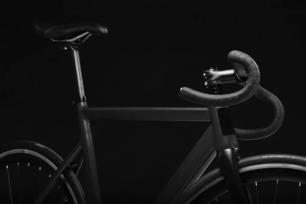 grey flat-bar road bike carbon saddle handlebars